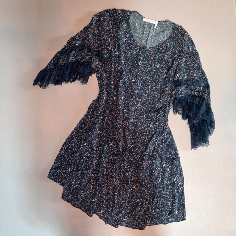 See By Chloe babydoll boho tiered dress lace bell wing sleeves